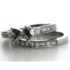 Chanel Bead set Diamond Engagement Ring and Wedding Band Set